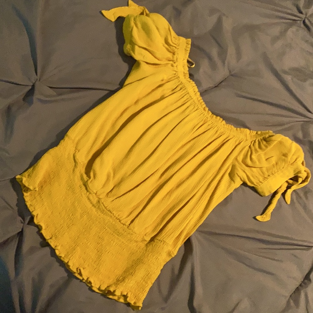 Express yellow off the shoulder top